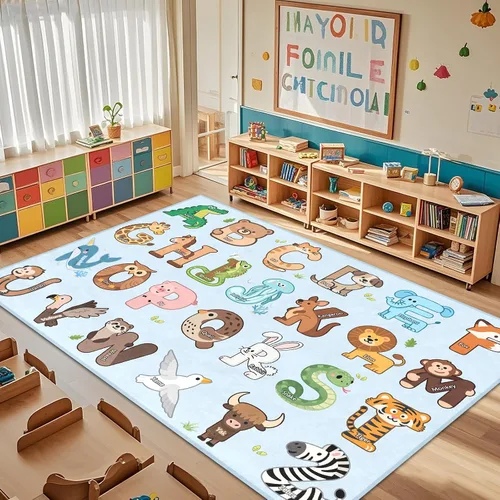 Vista 11 de Alfombras infantiles para sala de juegos, alfombra ABC de 2.5 x 4 pies para niños pequeños, alfombra de aprendizaje educativo, alfombra
