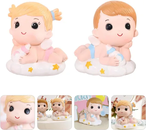 Vista 9 de UPKOCH Boy& Day Supplies - Decoración para tartas para niños, niñas interesantes y elegantes, para cumpleaños, biberón para niños, pareja, diseño