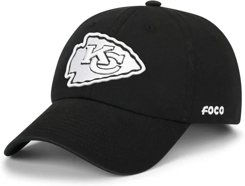 Vista 13 de FOCO NFL Gorras y Gorras Casuales para Hombres con Logotipo de Equipo de la NFL, Negro y Blanco
