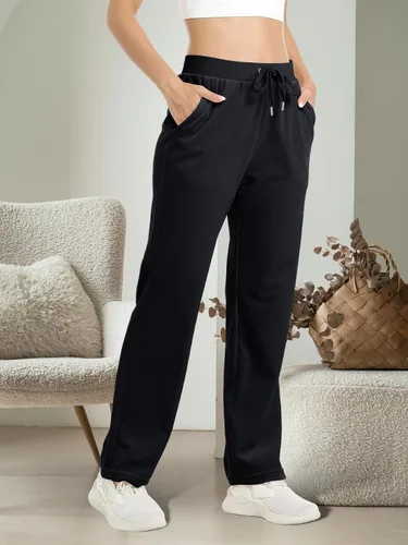 Vista 5 de TACVASEN Pantalones deportivos casuales para mujer, pantalones deportivos de terciopelo de vellón para correr, entrenamiento, descanso, pantalones