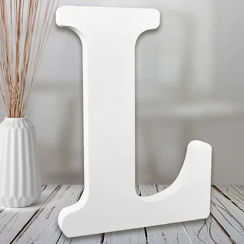 Vista 13 de AOCEAN Letras de madera blanca de 8 pulgadas, letras de madera sin terminar para pared, letras decorativas de pie en rodajas, decoración de tablero