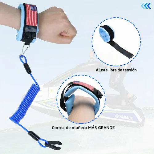 Vista 4 de Cordón de interruptor de parada de emergencia para embarcación y moto acuática, correa de muñeca compatible con Yamaha Jet Ski, motor fuera