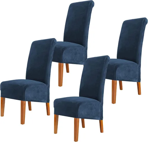 Vista 37 de Fundas elásticas para sillas de comedor, fundas protectoras de asiento extraíbles de terciopelo suave para sillas Parson (2, beige)