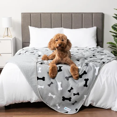 Vista 28 de PETAMI Manta impermeable de forro polar Sherpa para gatos y perros, color beige, talla S