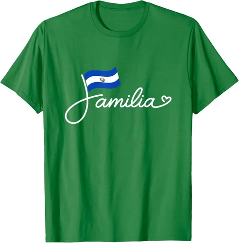 Vista 4 de El Salvador Familia - Camiseta con texto en inglés "La Familia de la Bandera Salvadoreña