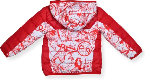 Vista 2 de Marvel Chaqueta acolchada con capucha de Spiderman para niños abrigo de invierno para niños pequeños rojoblanco
