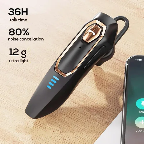 Vista 2 de Auricular Bluetooth V5.4, auricular Bluetooth con micrófono, cancelación de ruido, manos libres Bluetooth para teléfono celular con 36 horas