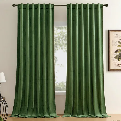 Vista 35 de Timeper Cortinas opacas de terciopelo negro de 42 pulgadas de ancho x 84 pulgadas de largo, cortinas opacas para dormitorio, sala de estar, cortinas