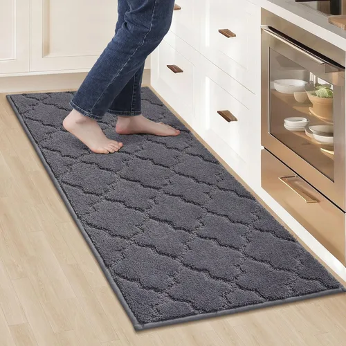 Vista 35 de COSY HOMEER Alfombras suaves de cocina [2 piezas] para el frente del fregadero súper absorbentes, tapetes y tapetes de cocina de 20 x 30 pulgadas/20
