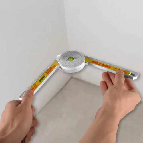 Vista 2 de Regla de ángulo transportadora de sierra ingletadora, herramienta de medición de 360 grados, medidor de ángulo con nivel de burbuja de alta
