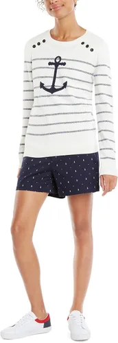 Vista 2 de Nautica Suéter Voyage de manga larga 100% algodón a rayas con cuello redondo para mujer