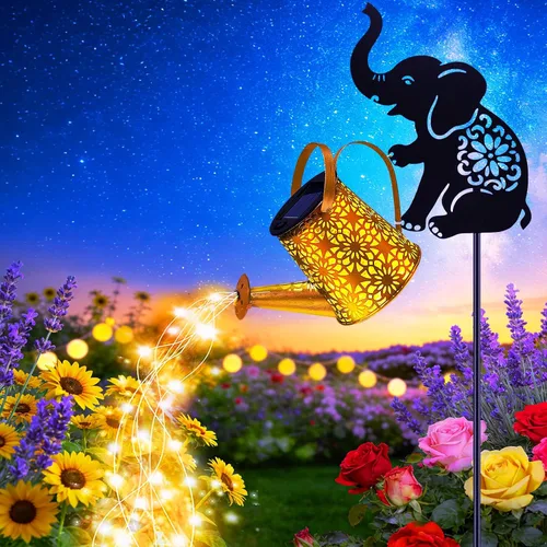 Vista 7 de Luces solares para regadera, linterna colgante de conejo, luces solares al aire libre, regalos para amantes de los conejos para mamá, mujeres