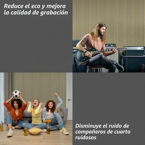 Vista 9 de Art3dwallpanels Paquete de 10 paneles acústicos, paneles de pared insonorizados de 48" X 12" X 0.43", tratamiento acústico autoadhesivo de alta