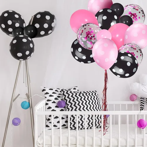 Vista 3 de 75 Piezas Globos de Color Ratón Globos de Confeti de Lunares de Látex Guirnalda de Fiesta para Halloween Baby Shower Boda Decoraciones de Fiesta
