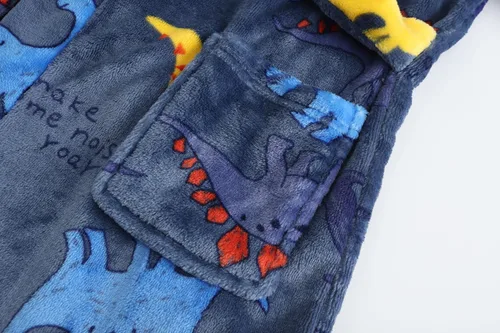 Vista 3 de E.W Apparel Bata de baño de forro polar con capucha para niños, bata suave y mullida para niños pequeños