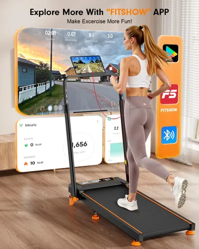 Vista 13 de Walking Pad Treadmill with 15% Incline & Dual LED Display, 4 in 1 Walking Pad with Handle Bar, 3.5HP Foldable Under Desk Treadmill, Portable
