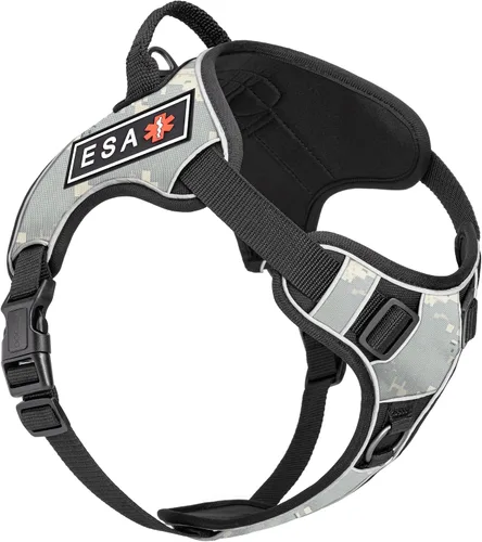 Vista 11 de Dogline Quest Arnés para perro sin tirones con parches reflectantes extraíbles para perro, reflectante, suave, cómodo, chaleco para perro con Azteca