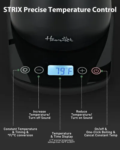 Vista 5 de Harriet Hervidor eléctrico de cuello de cisne, calor rápido de 1200 W, acero inoxidable de 0.8 L, control de temperatura de precisión