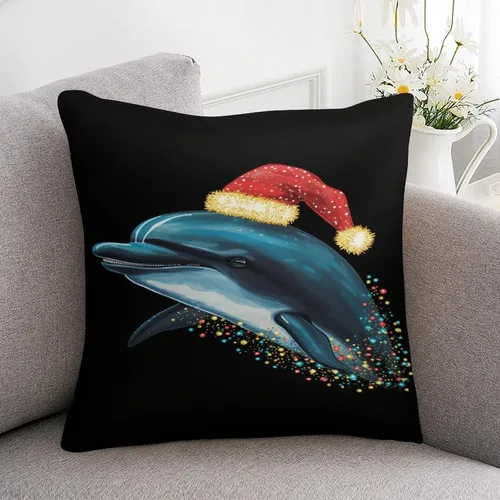 Vista 7 de Fundas de almohada de satén, fundas de almohada con sombrero de Papá Noel, fundas de almohada para amantes de los delfines, almohadas con cremallera
