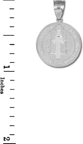 Vista 3 de Collar con colgante de plata de ley 925 con medalla de San Benito 060 pulgadas de diámetro