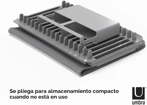 Vista 6 de Umbra Udry Dish Drying Rack, Over Sink Foldable, 16 Slots, Dark Grey