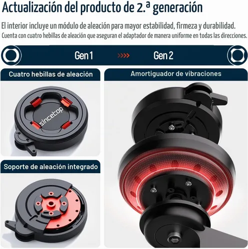 Vista 7 de Soporte de teléfono para motocicleta, soporte de teléfono celular de bicicleta con módulo amortiguador de vibraciones, soporte de manillar delantero