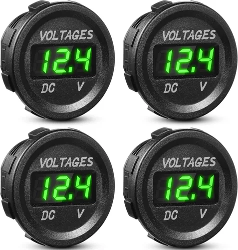 Vista 9 de Frienda Medidor de voltaje de automóvil de 12 V CC, pantalla LED, voltímetro digital de panel redondo, voltímetro compatible con vehículos
