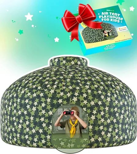 Vista 11 de Tienda de campaña de aire para niños con puerta, carpas para niños pequeños de interior 77 x 50 in - AstroDome Inflates in 30 Sec, Breathable