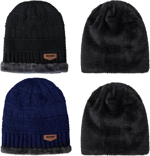Vista 128 de Loritta Gorro de invierno cálido de punto grueso y holgado para hombre