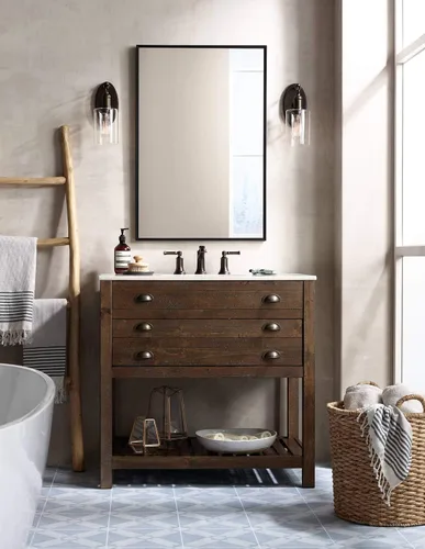 Vista 9 de Uttermost Andrew - Espejo de pared rectangular decorativo para tocador, moderno, marco de metal, ultra delgado, cristal flotante de 24 pulgadas