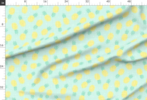 Vista 2 de Spoonflower Tela - Textura de piña Fruta Amarillo Menta Triángulos Piñas Alimentos Cocina Impreso en Tela de Gasa Cuarto Grasa - Costura Ropa