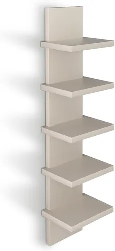 Vista 12 de Estantes de pared de 5 niveles en negro, estante de columna vertical flotante, organizador de almacenamiento para decoración del hogar, diseño