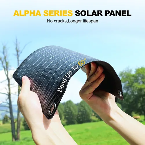 Vista 2 de Panel solar portátil bifacial de 100 W, panel solar plegable resistente a la flexión de 100 vatios 22 V, cargador solar monocristalino para estación