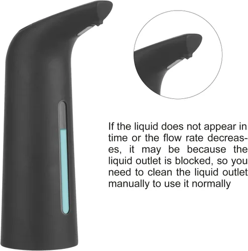 Vista 9 de Dispensador de jabón automático sin contacto, funciona con pilas, dispensador de jabón líquido de manos de 14 onzas / 13.5 fl oz con sensor de Negro