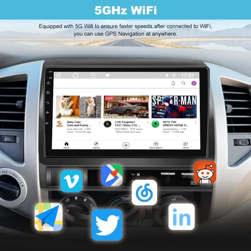 Vista 4 de AWESAFE Estéreo de coche Android para Toyota Tacoma 2005-2015, 5G WiFi 9 pulgadas, unidad principal de pantalla táctil, Tacoma Radio, actualización