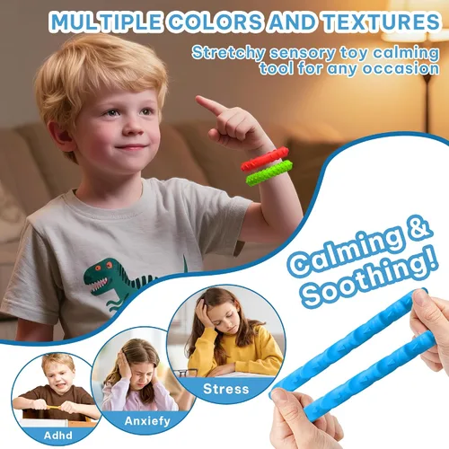 Vista 2 de Pulseras para ansiedad, collar masticable, juguetes sensoriales para niños pequeños y adultos con autismo para niños, adolescentes, personas