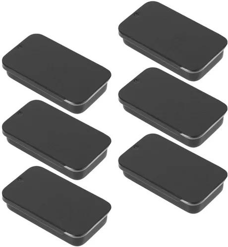Vista 3 de UPKOCH Caja de almacenamiento de caramelo con tapa deslizante de metal, organizadores de placas de hojalata, contenedores de píldoras pequeños, caja