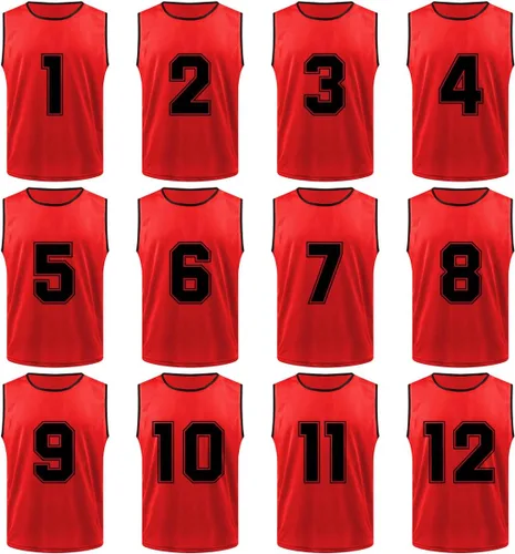 Vista 7 de TopTie Paquete de 12 camisetas de malla numeradasen blanco para practicar en