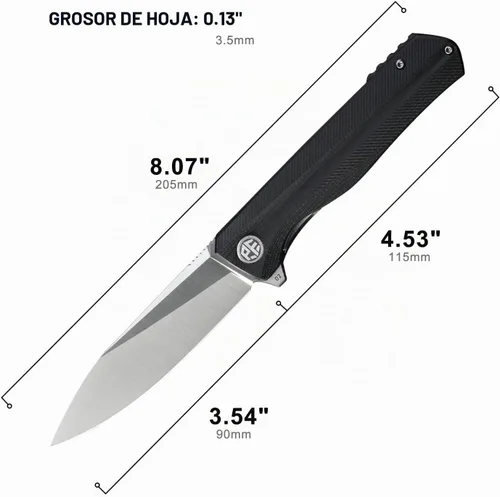 Vista 3 de Petrified fish Mango G10 Hoja de acero D2 2CR13 rodamiento de bolas plegable cuchillo de bolsillo con tapa abatible para acampar, caza, uso diario