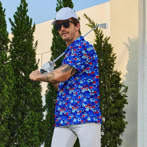 Vista 4 de Camisas polo divertidas para hombre de los años 80, camisas de golf de secado rápido que absorben la humedad, divertidas camisas polo de golf