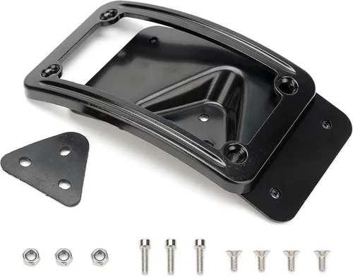 Vista 6 de 3148 Soporte de placa de matrícula curvado inclinado con marco compatible con Harley Davidson montaje de 3 agujeros (negro)