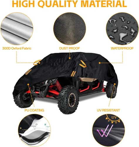Vista 2 de Funda para UTV de 2 plazas impermeable para exteriores, resistente lado a lado, protección para todo tipo de clima, compatible con Polaris RZR
