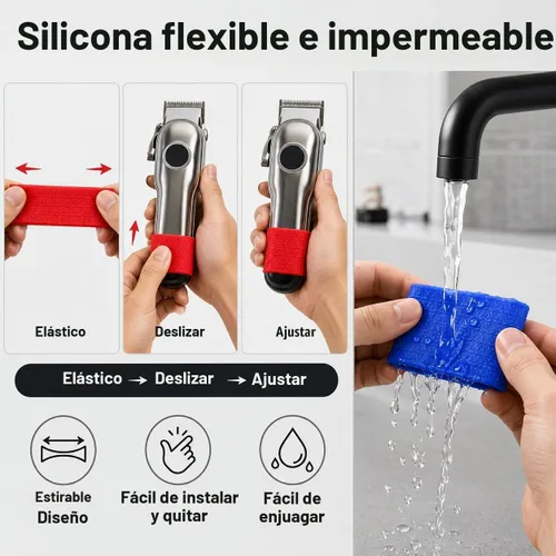 Vista 4 de WAYUTO Juego de 9 bandas profesionales de silicona para recortar el cabello, peinar y arreglar el cabello