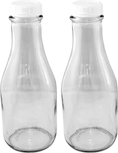 Vista 14 de The Dairy Shoppe Botella de leche de vidrio, vidrio pesado con tapa, estilo cremería (1, pinta roscada)