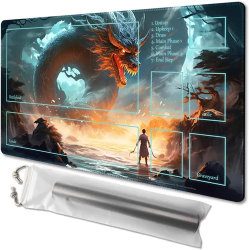 Vista 32 de MTG - Tapete de juego tamaño 24 x 14 pulgadas, bolsas de almacenamiento gratuitas, respaldo antideslizante, impresión, ideal para entusiastas