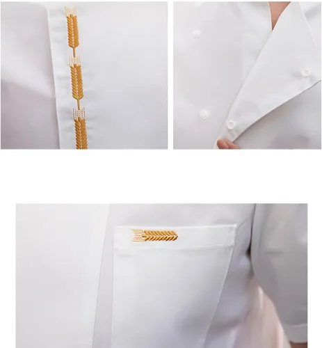 Vista 3 de Women Men Chef Uniforms Short Sleeves Chef Clothes Button Chef Coats Clothing for Restaurant Hotel Home