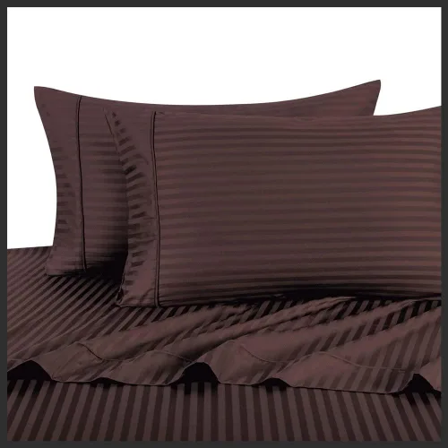 Vista 10 de Royal Hotel Bedding Funda de edredón de 2 piezas, 100% algodón, rayas satinadas, 100% algodón Bronce