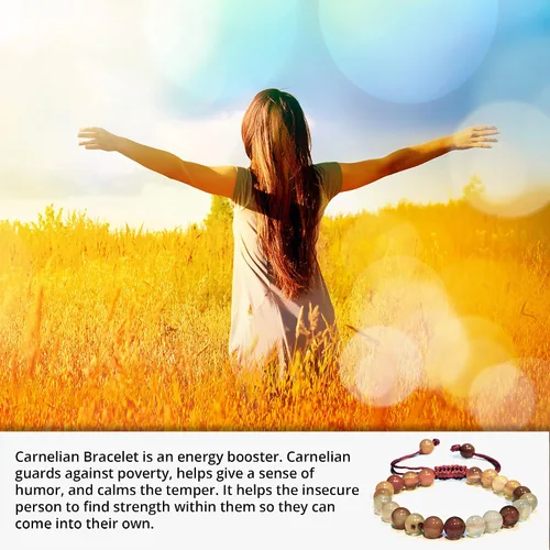 Vista 146 de Adjustable Crystal Bracelet – Gemstone Bead Bracelet with Adjustable Macrame String – Chic Gemstone Bracelet for Men and Women – 8mm Round Healing