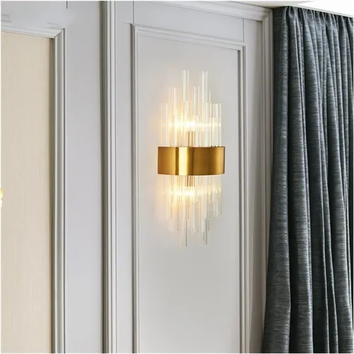 Vista 5 de Wall Lamps Modern Sconce Indoor Fixture Stairway LED Crystal Living Room Lamp Bedroom Industrial Retro Gold Lampara,Chandelier 23*55cm