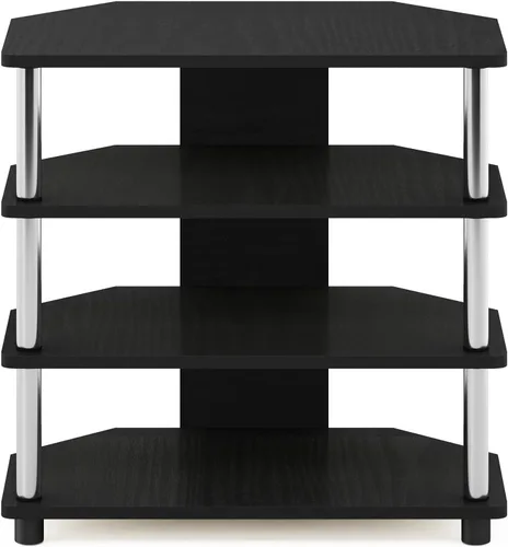 Vista 5 de Furinno Turn-N-Tube Centro de Entretenimiento Pequeño de 4 Niveles de Montaje Fácil / Soporte para TV / Unidad para TV / Escritorio para TV, Acero